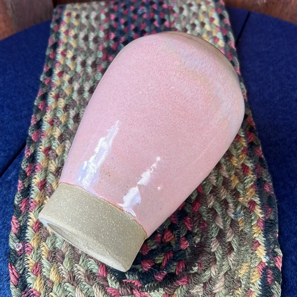Handmade Pottery Vase Pink Glaze stoneware T. Gregory